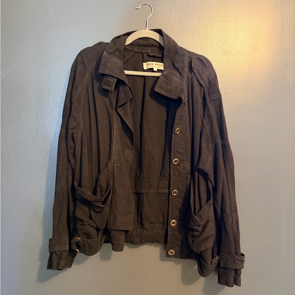 Free People Dark Brown Utility Jacket